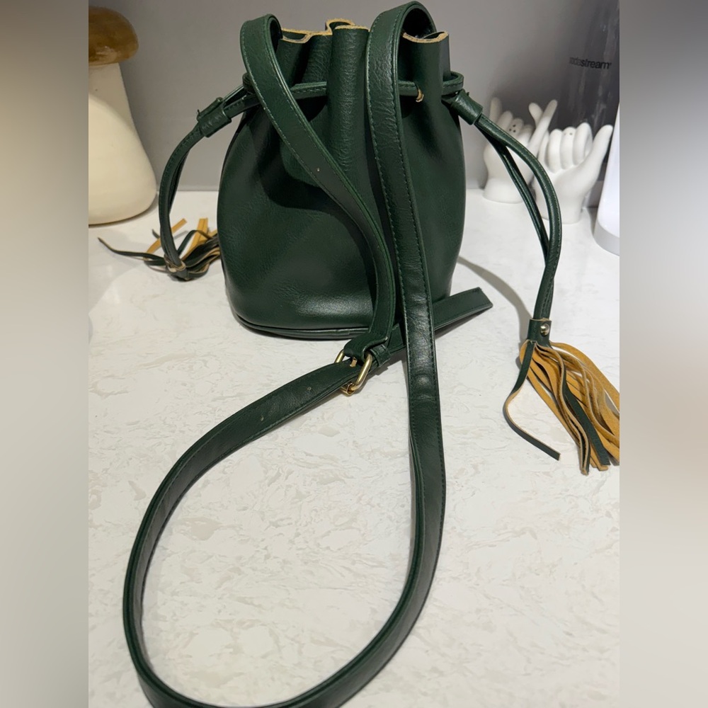 Green Faux Leather Bucket Bag - Picture 7 of 15